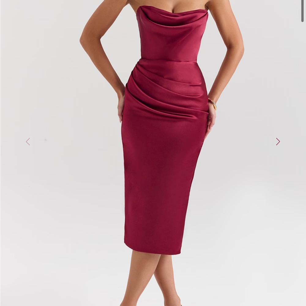 House of CB Berry Satin Midi Dress
